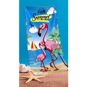 Plaj Havlusu 75x150 Flamingo Desenli